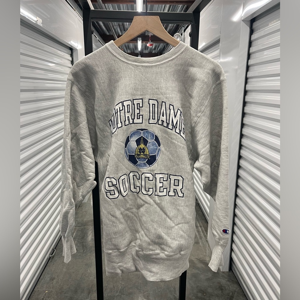 Vintage Champion Reverse Weave Notre Dame Soccer Crewneck…Big East Back Hit..XL